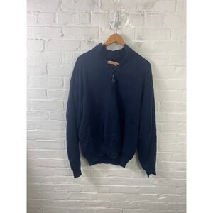 Fairway & Greene Men's Quarter Zip Sweater Long Sleeve Navy Blue Size Large